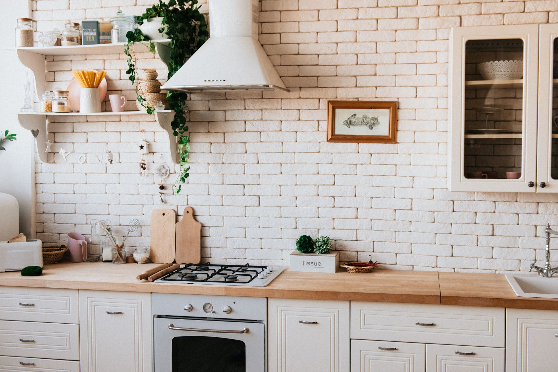 Cuisine avec plan de travail pierre